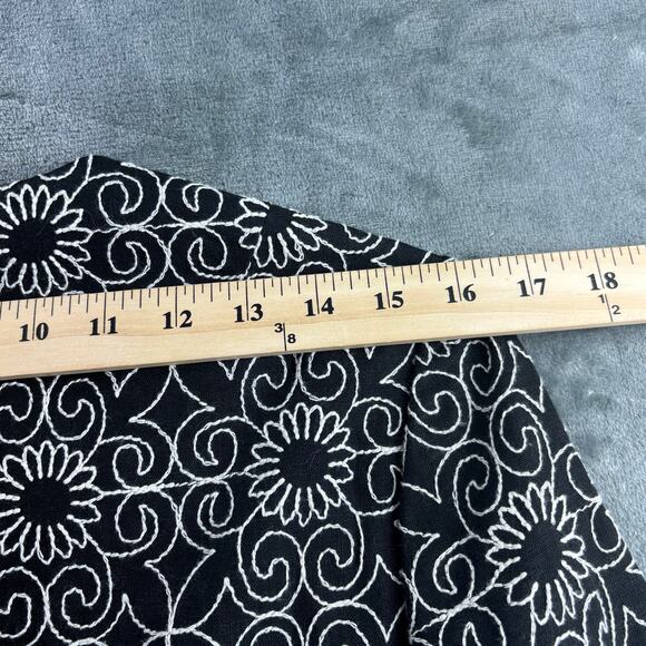 Linen Suit Women’s 6 Bandolino Jacket Skirt Embroidered Floral Corp Black White - Picture 12 of 15